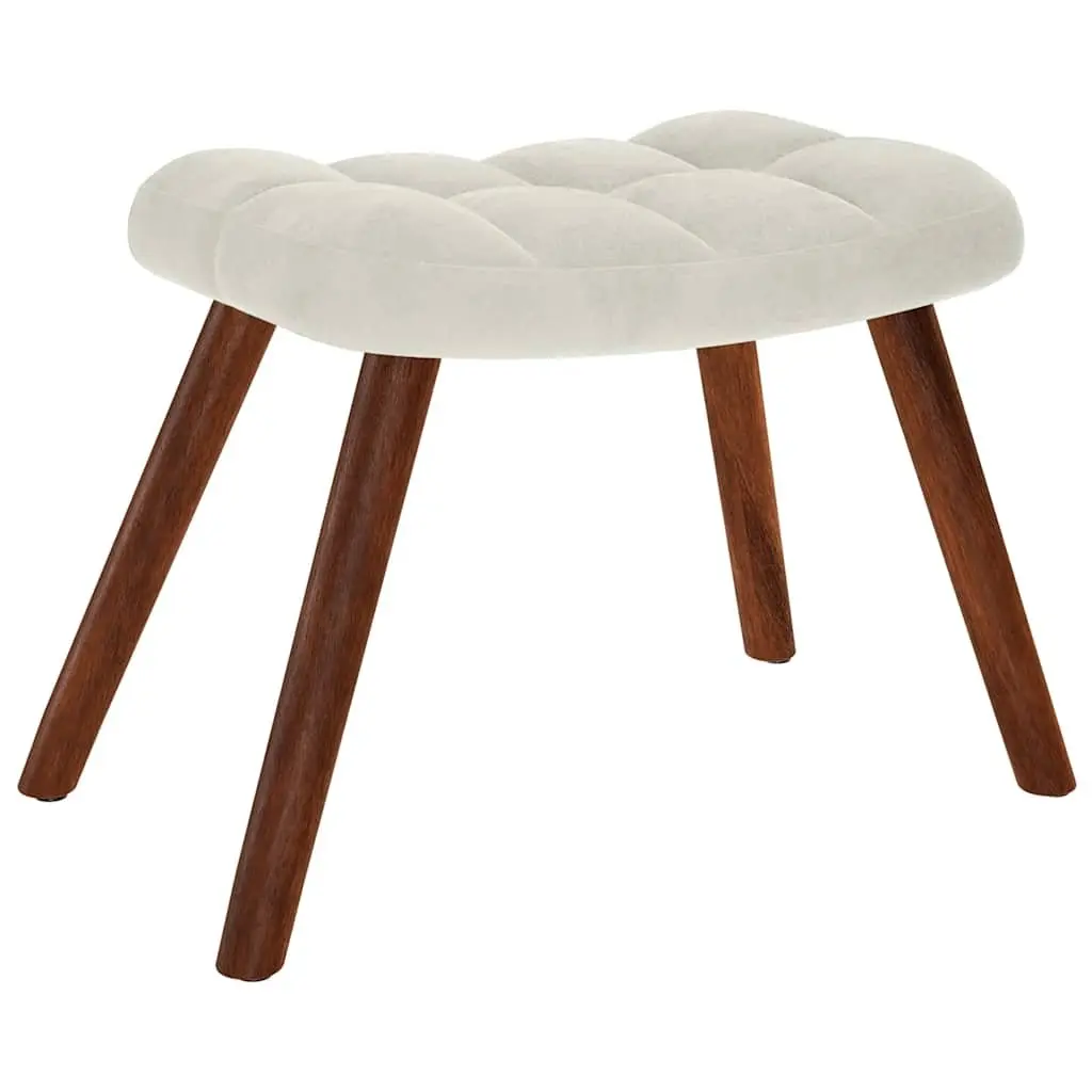 Relaxing Chair for Living Room Cream Velvet Armchair with Stool