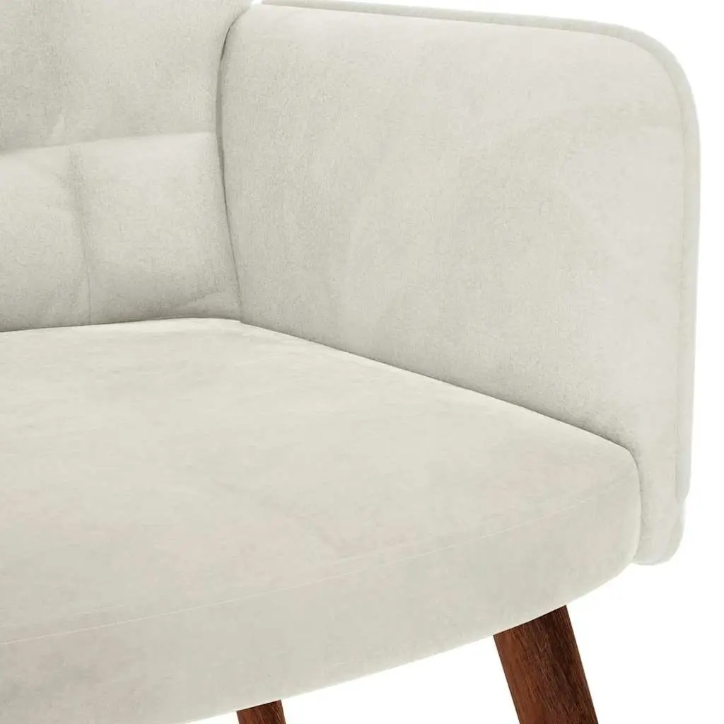 Relaxing Chair for Living Room Cream Velvet Armchair with Stool