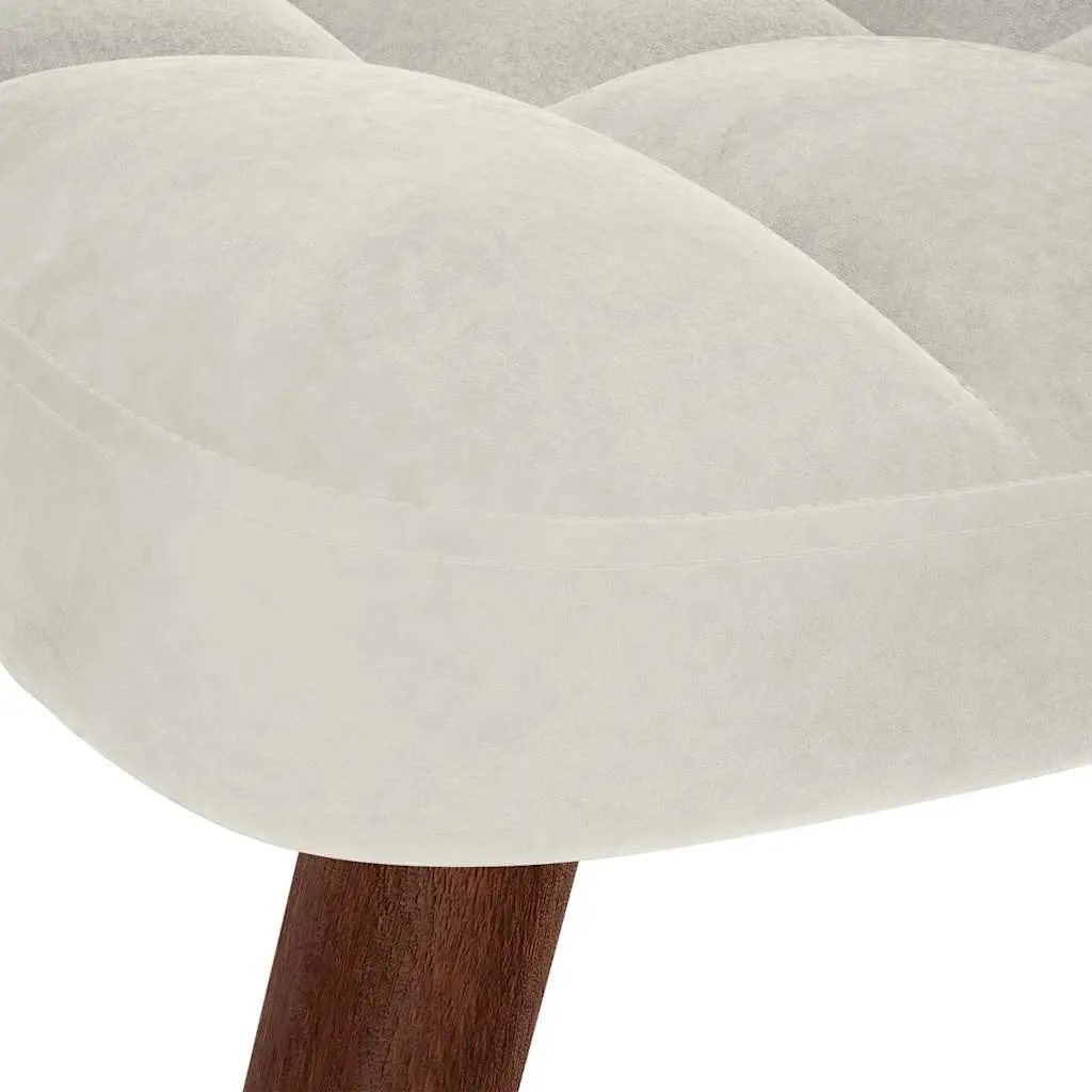 Relaxing Chair for Living Room Cream Velvet Armchair with Stool