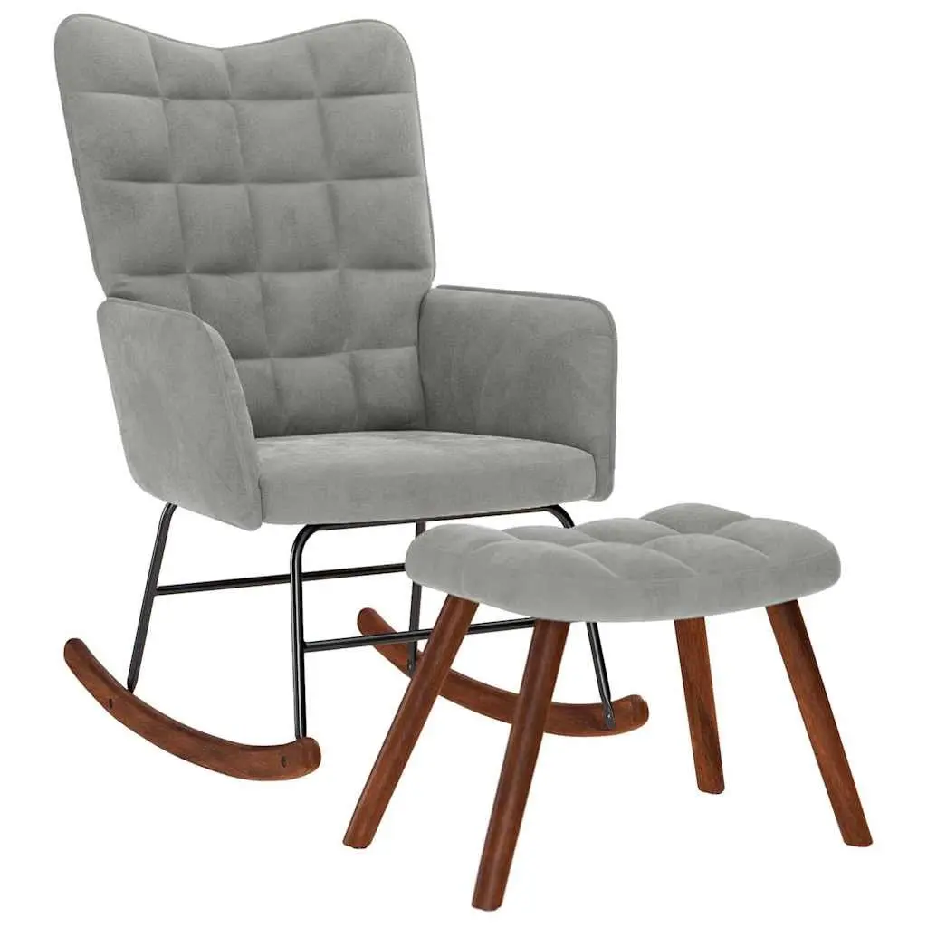 Rocking Chair with Footstool in Grey