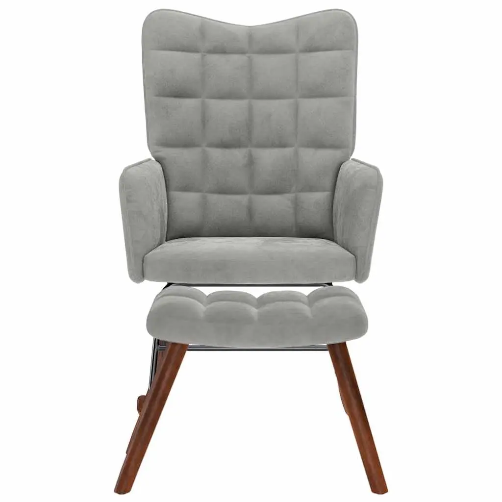 Rocking Chair with Footstool in Grey