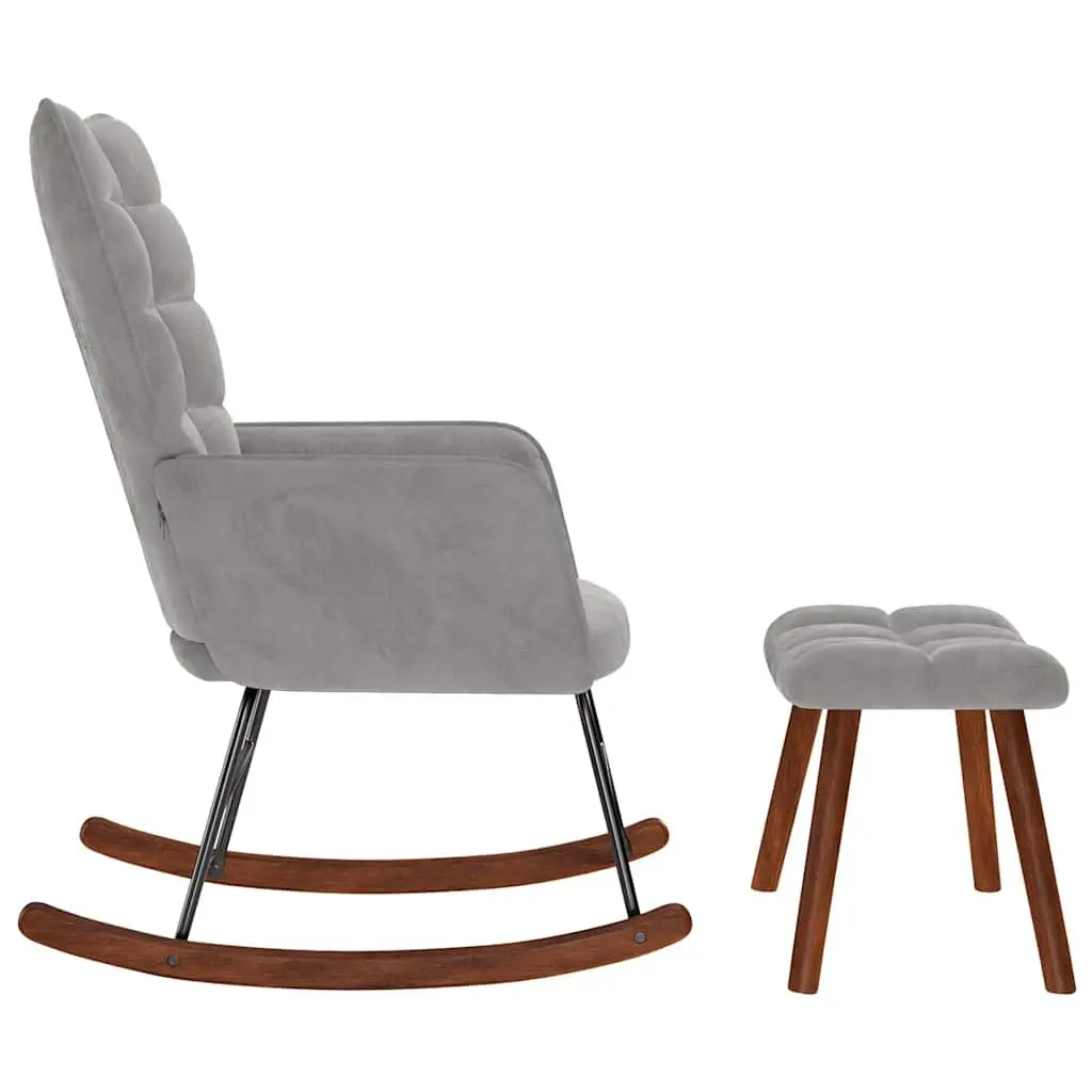 Rocking Chair with Footstool in Grey