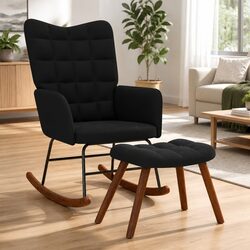Black Velvet Rocking Chair with Stool Specifications