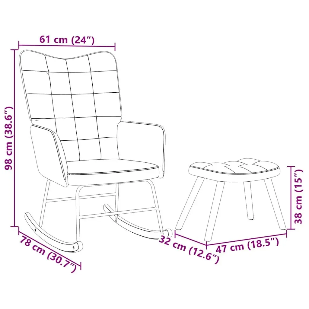 Rocking Chair with Stool for Living Room Bedroom Study Black Velvet