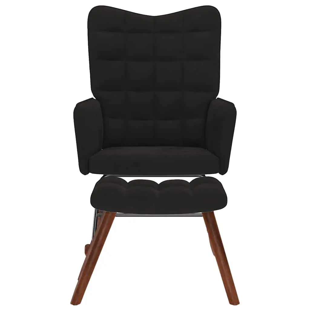 Rocking Chair with Stool for Living Room Bedroom Study Black Velvet