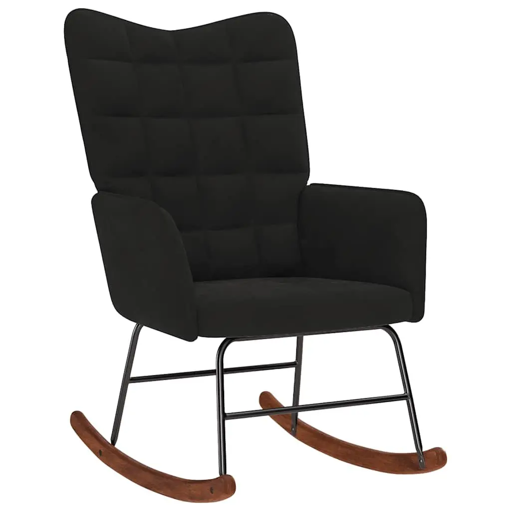 Rocking Chair with Stool for Living Room Bedroom Study Black Velvet