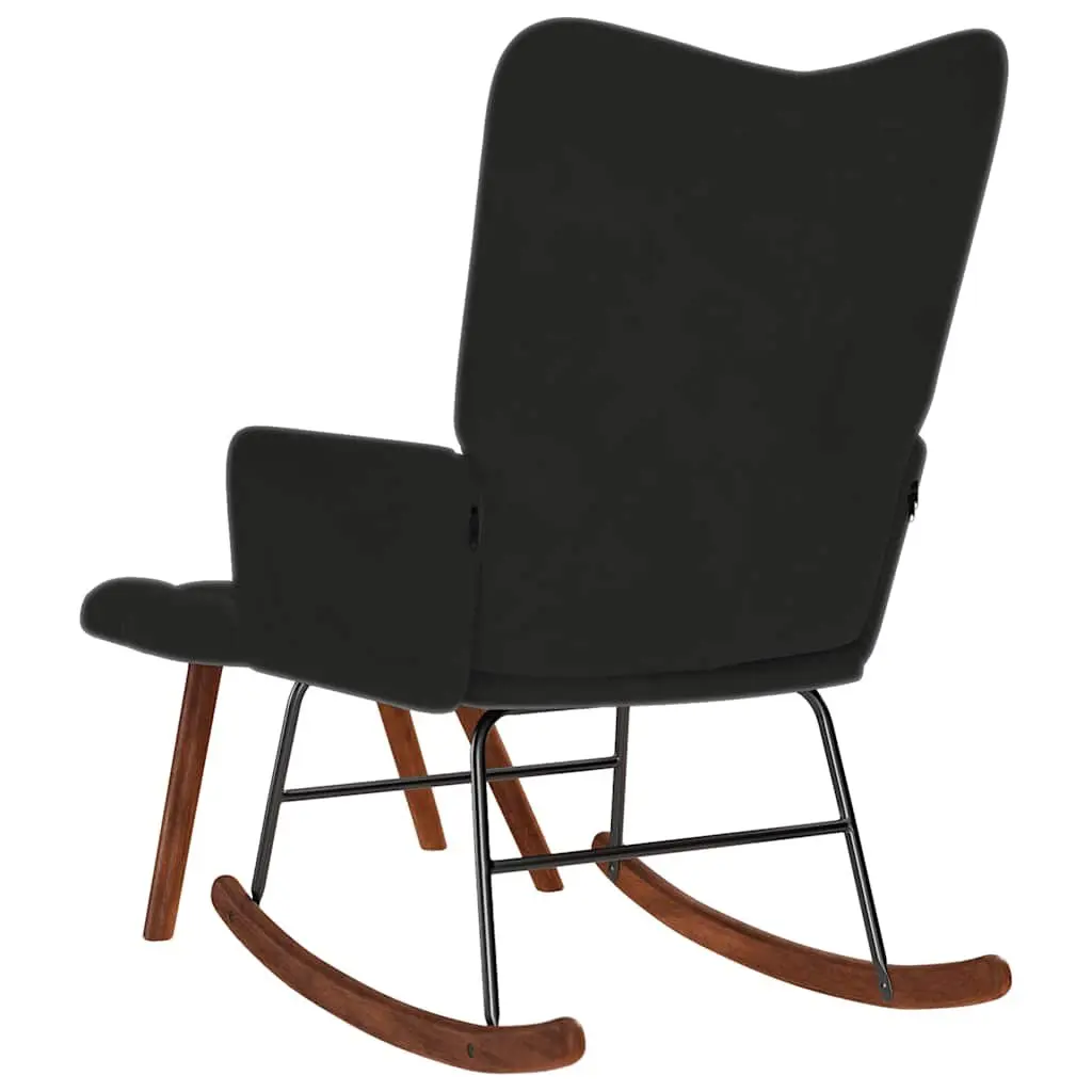 Rocking Chair with Stool for Living Room Bedroom Study Black Velvet