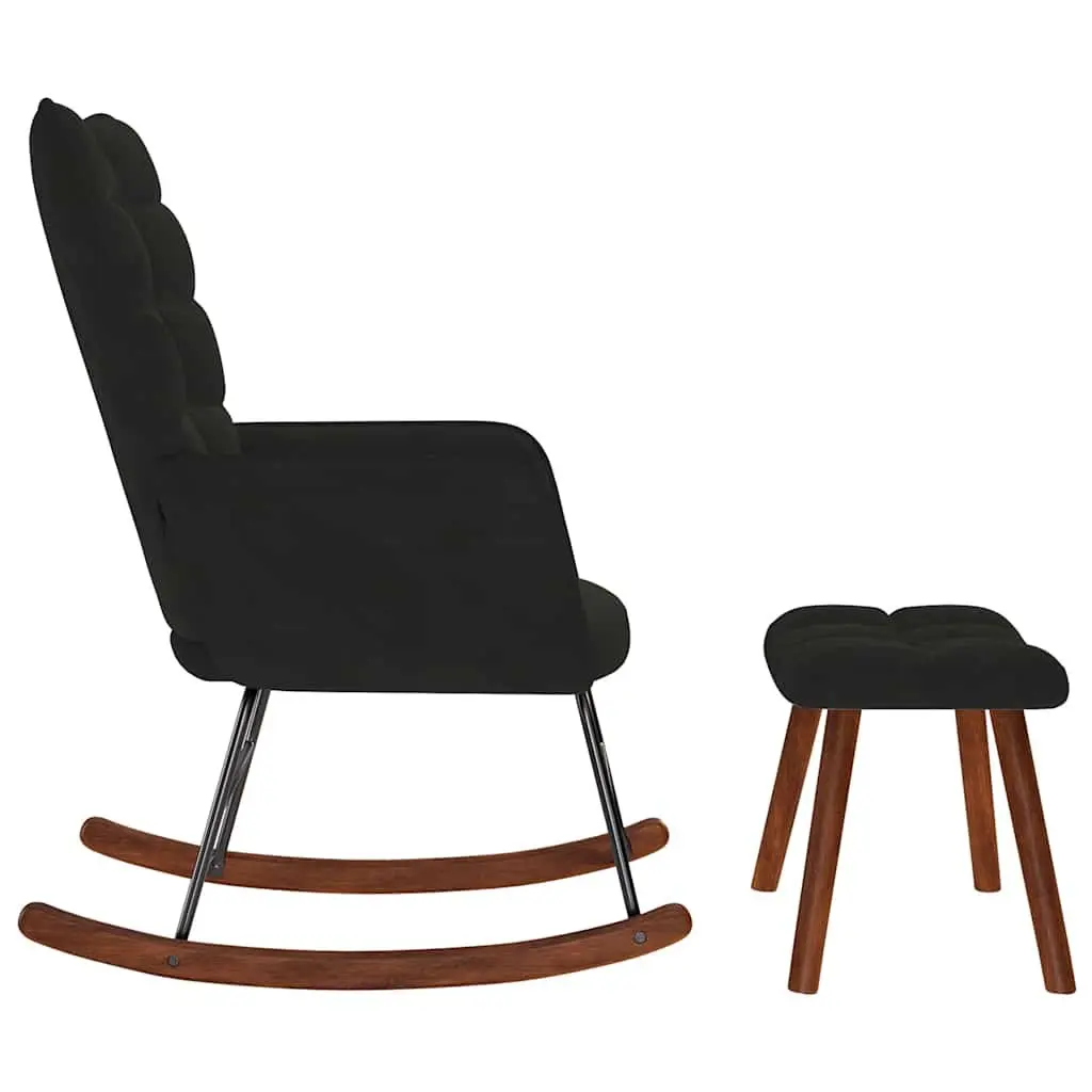 Rocking Chair with Stool for Living Room Bedroom Study Black Velvet