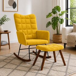 Specifications of the Yellow Velvet Rocking Chair