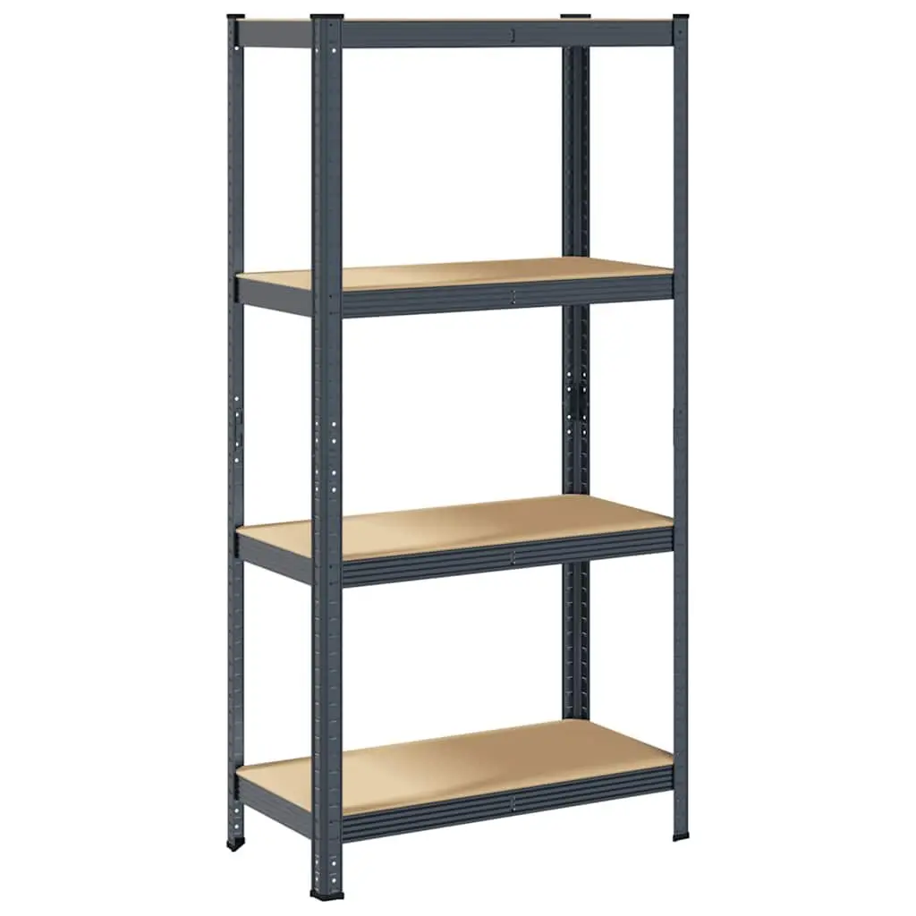 4-Layer Industrial Storage Shelf Anthracite Steel Frame Engineered Wood Garage