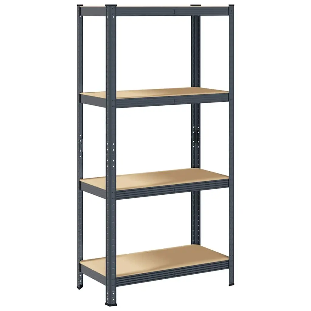 4-Layer Industrial Storage Shelf Anthracite Steel Frame Engineered Wood Garage
