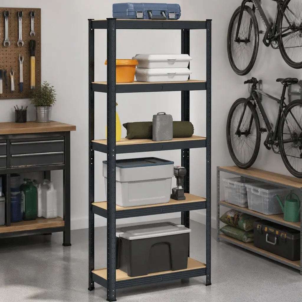 5-Layer Storage Shelf for Garage Anthracite Steel Frame Engineered Wood