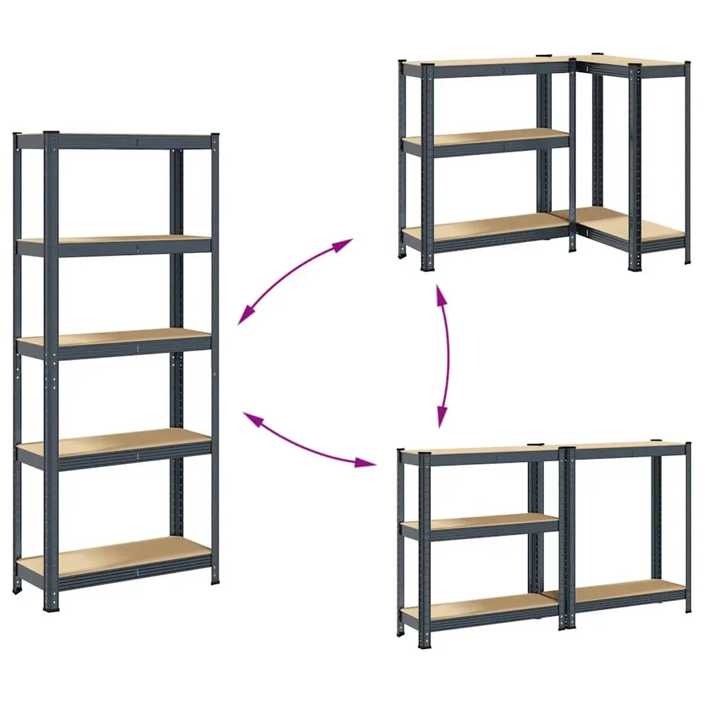 5-Layer Storage Shelf for Garage Anthracite Steel Frame Engineered Wood