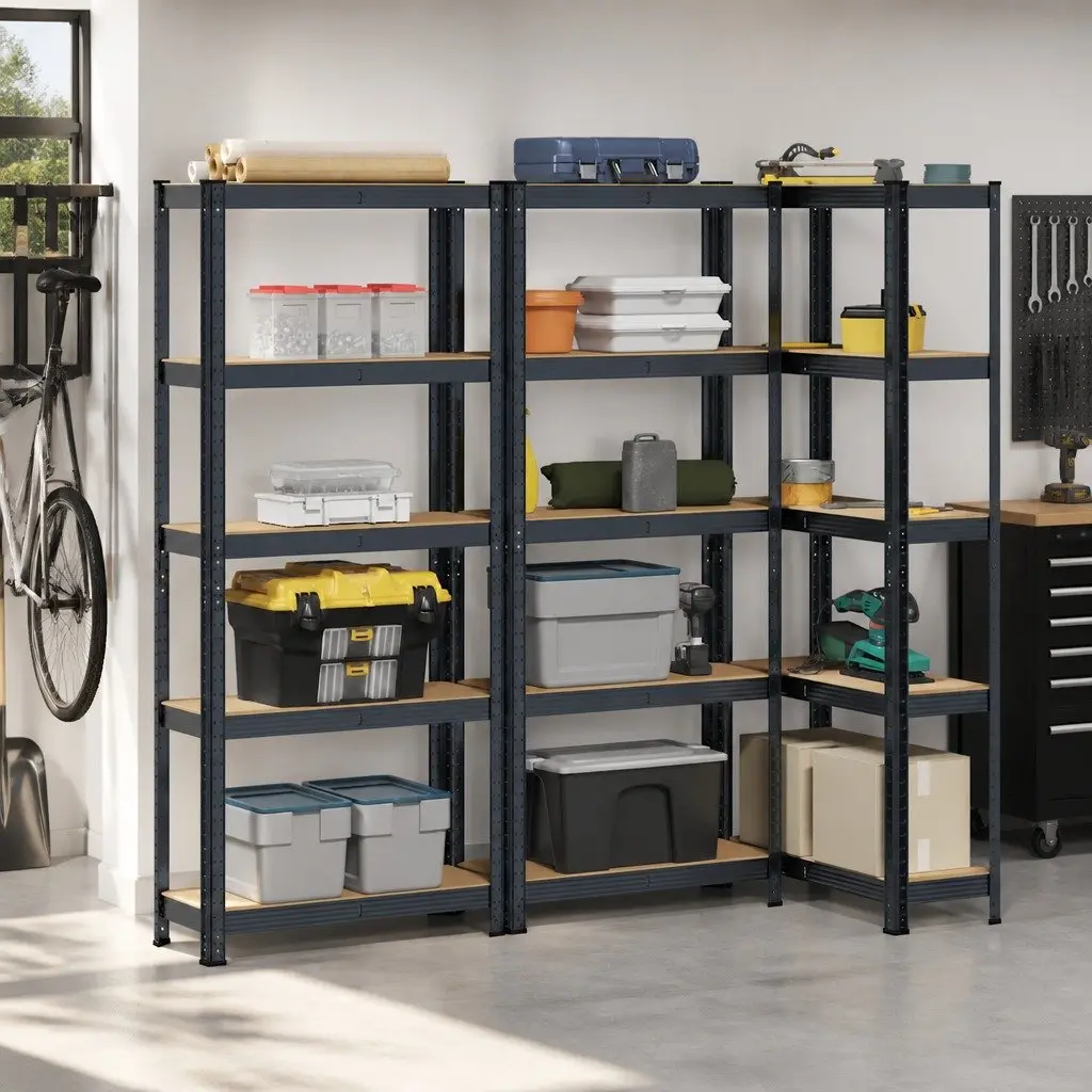 Industrial Storage Shelves Garage 5 Layer Steel Engineered Wood