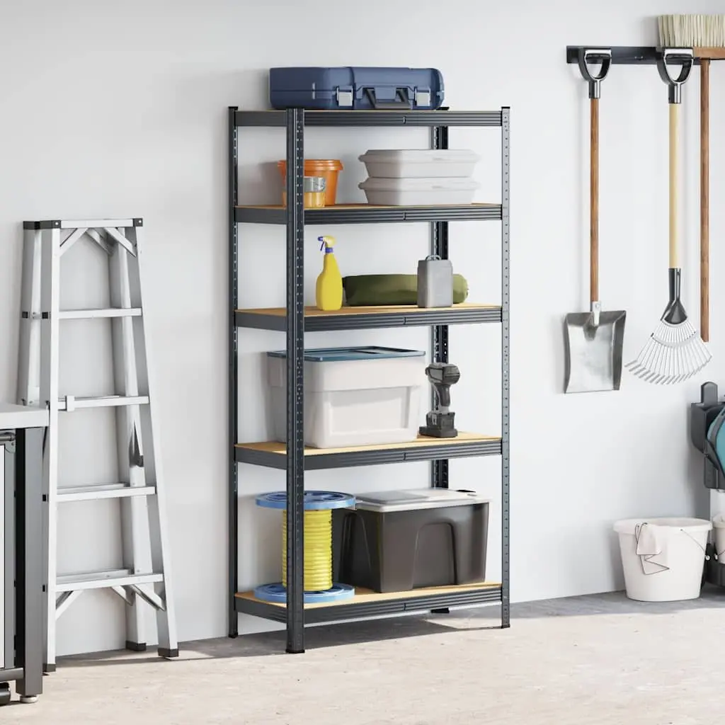 5-Layer Industrial Storage Shelf Anthracite Steel Engineered Wood Garage