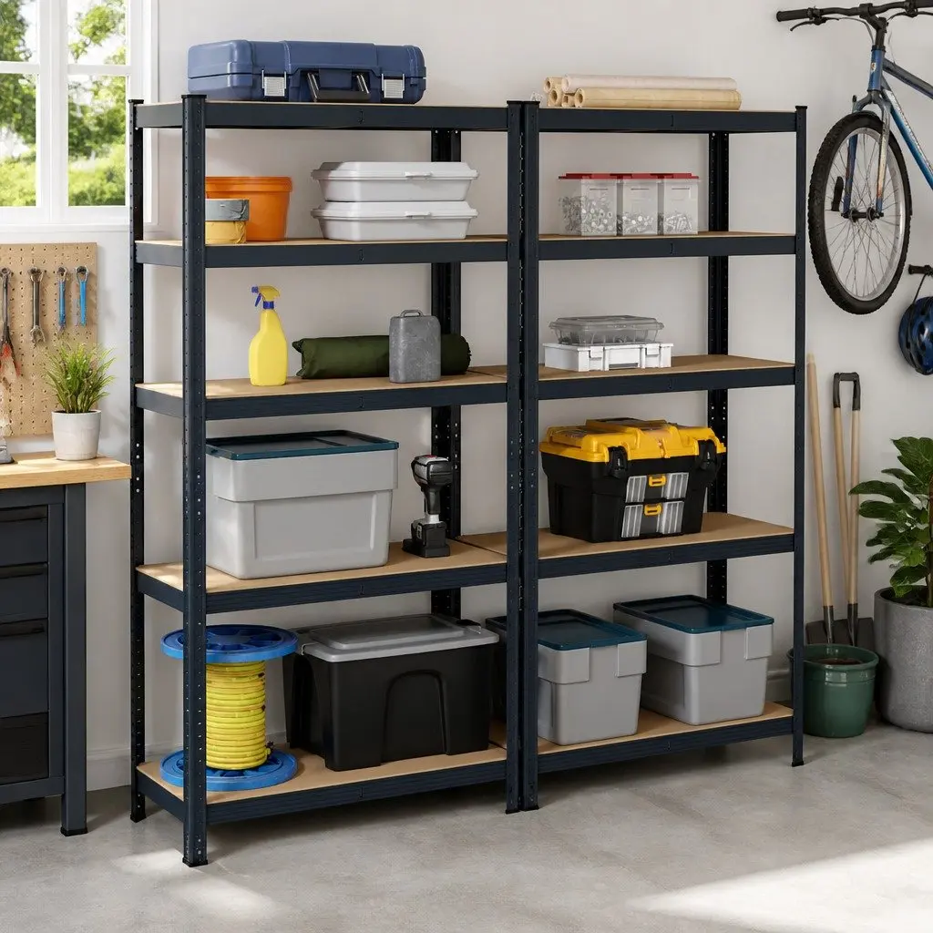 5-Layer Industrial Storage Shelves for Home or Office Anthracite 2 Piece