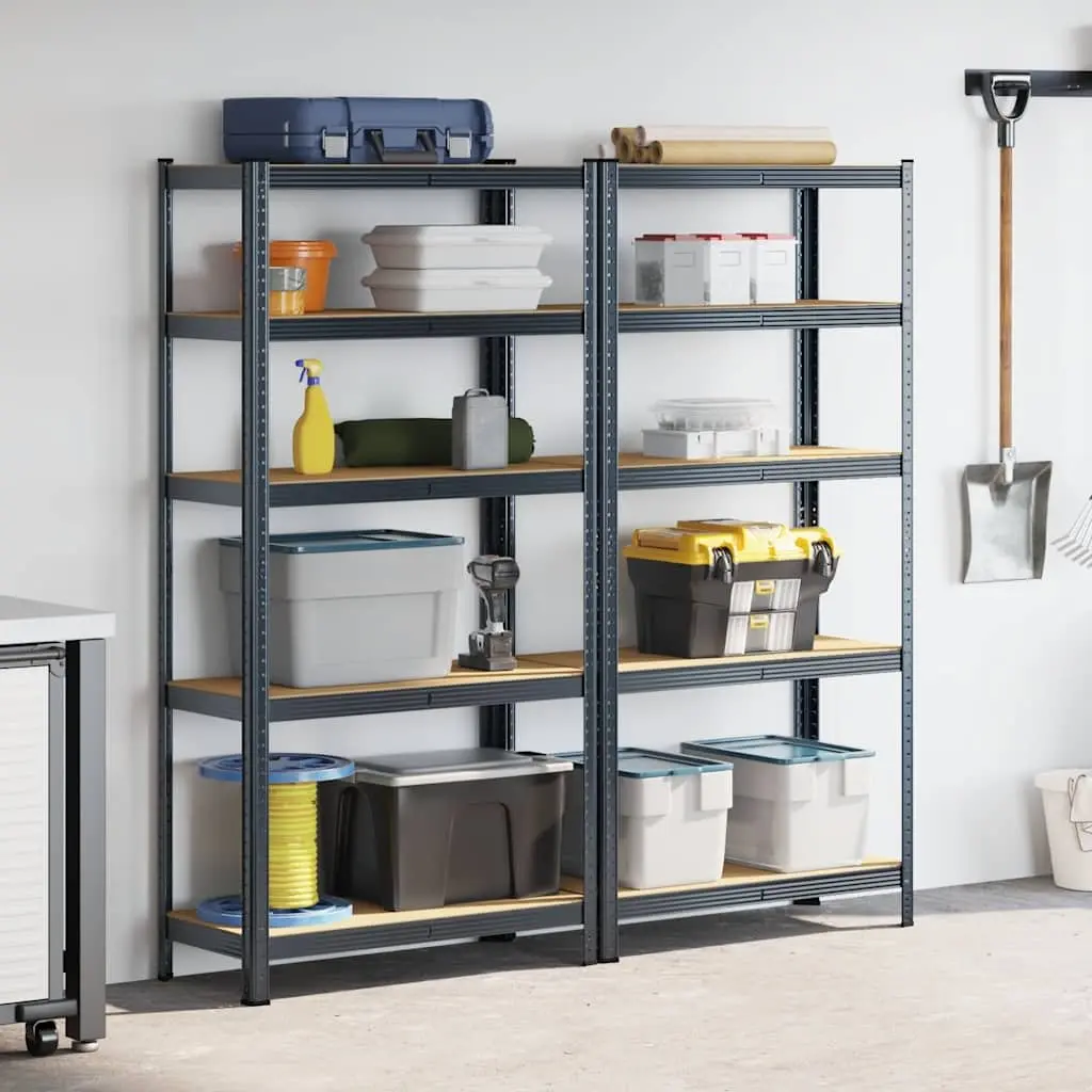 5-Layer Industrial Storage Shelves for Home or Office Anthracite 2 Piece