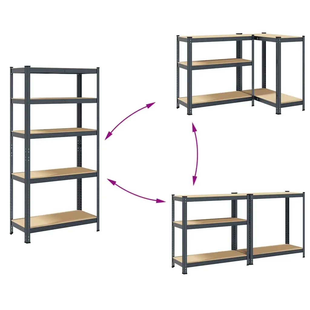 5-Layer Industrial Storage Shelves for Home or Office Anthracite 2 Piece