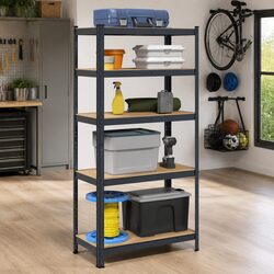 5-Layer Storage Shelf Specifications: Steel and Wood
