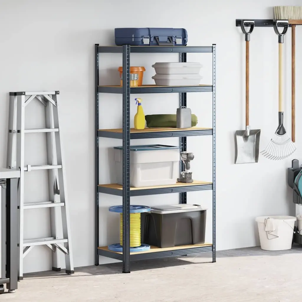 5-Layer Heavy-Duty Industrial Storage Shelf for Residential and Commercial Use Anthracite Steel Engineered Wood