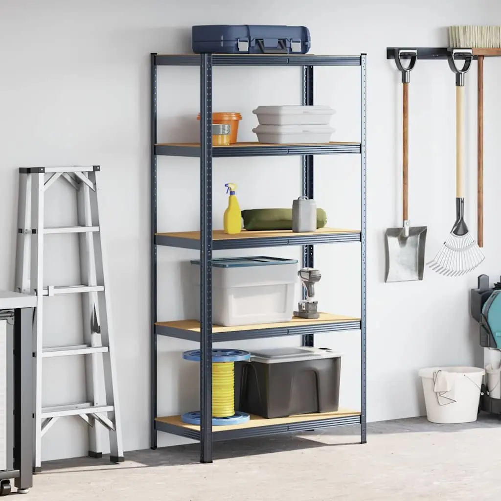 5-Layer Industrial Storage Shelf Anthracite Steel Engineered Wood Garage