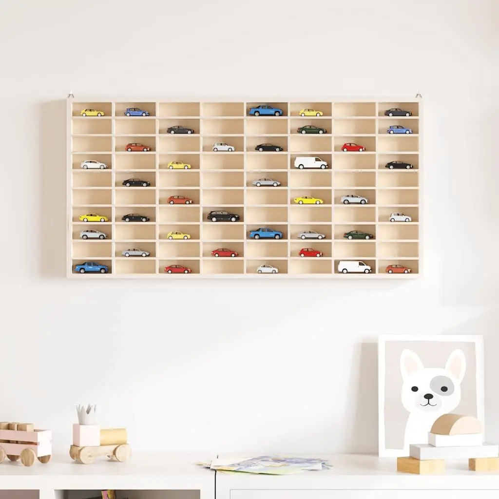 Wooden Wall Mounted Display Case 80 Compartments Collector Storage Organiser