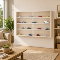 Wooden Display Cabinet: 60x8.5x37cm with 4 Shelves