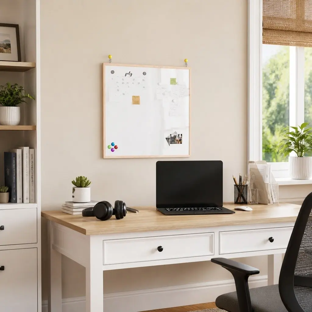 60x55 cm Magnetic Whiteboard with Pine Frame