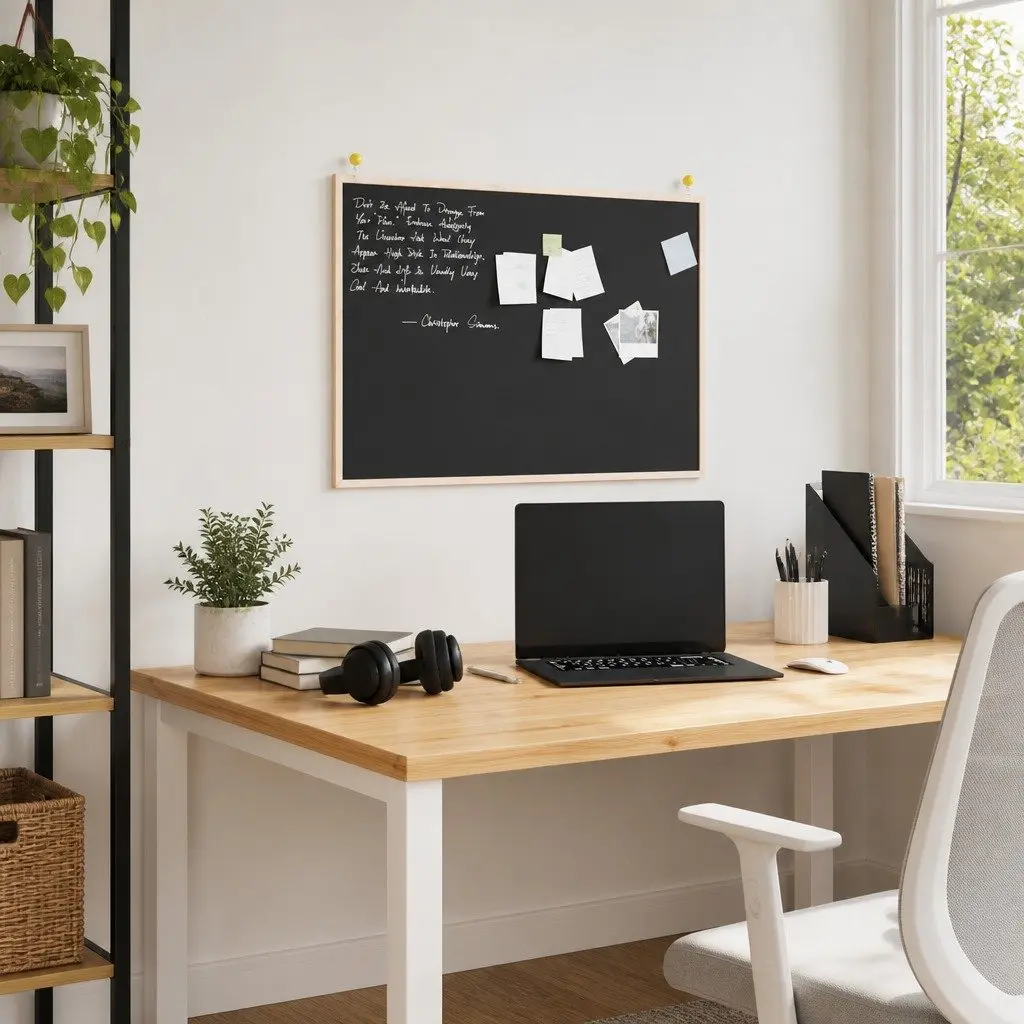 Chalkboard 80x55cm with Pine Frame and Two Eye Bolts