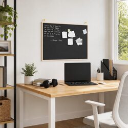 Chalkboard with Solid Pine Wood Frame Black Bulletin Board 80x55cm Home Office
