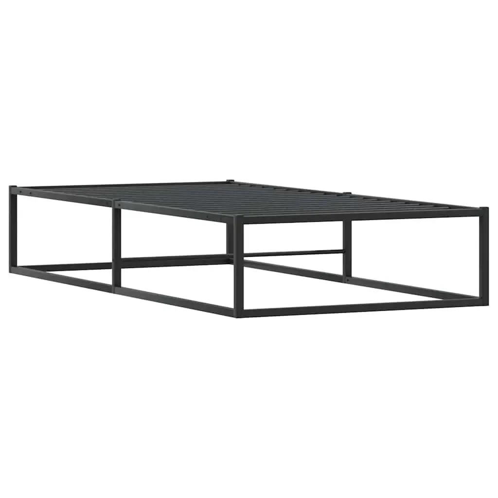 Metal Bed Frame Single 92x187 cm Black Slatted Base Storage Space