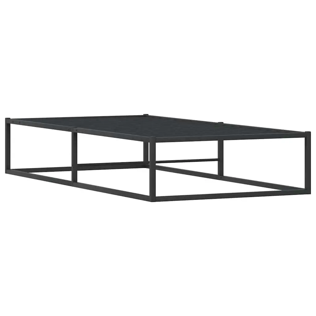 Metal Bed Frame Single 92x187 cm Black Slatted Base Storage Space
