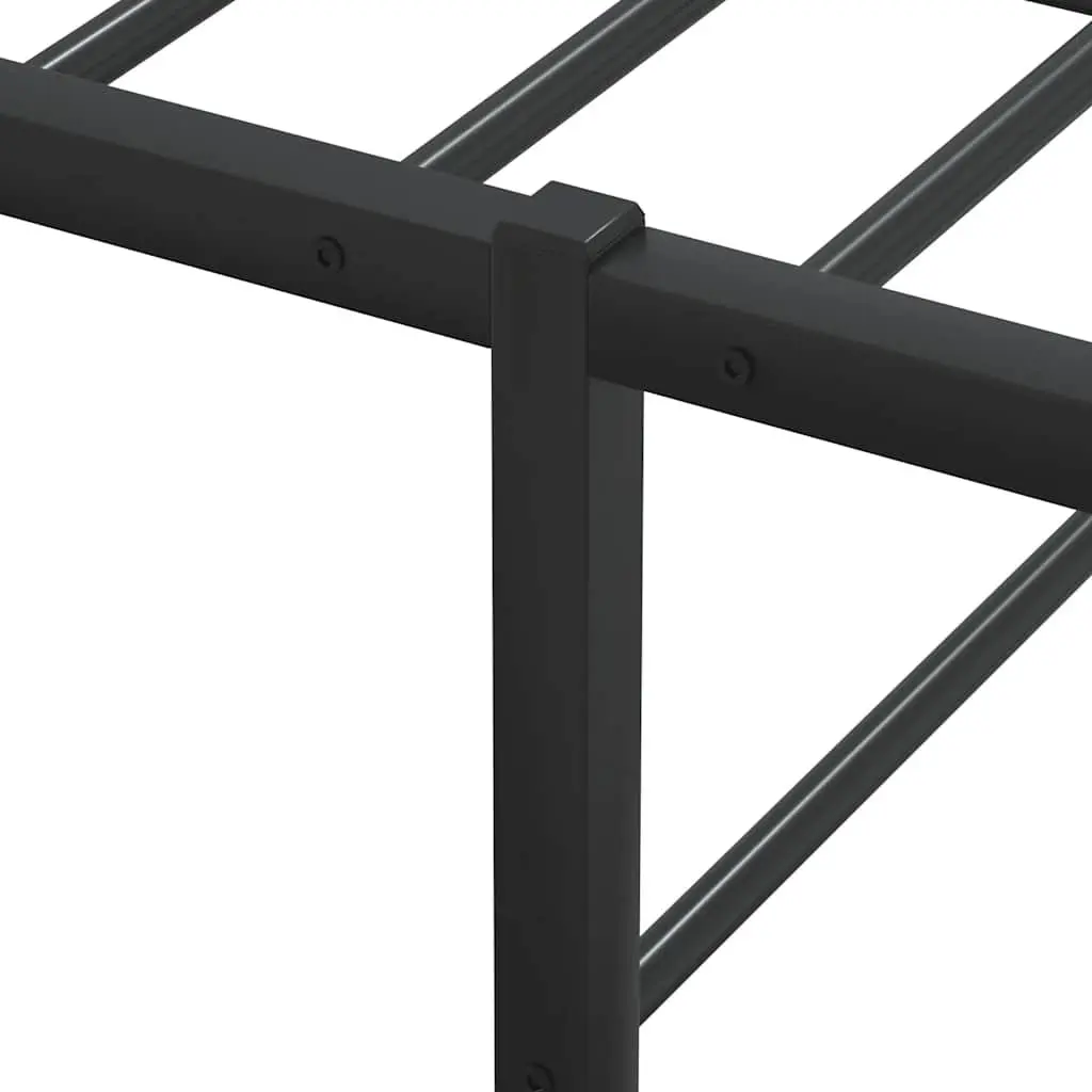 Metal Bed Frame Single 92x187 cm Black Slatted Base Storage Space