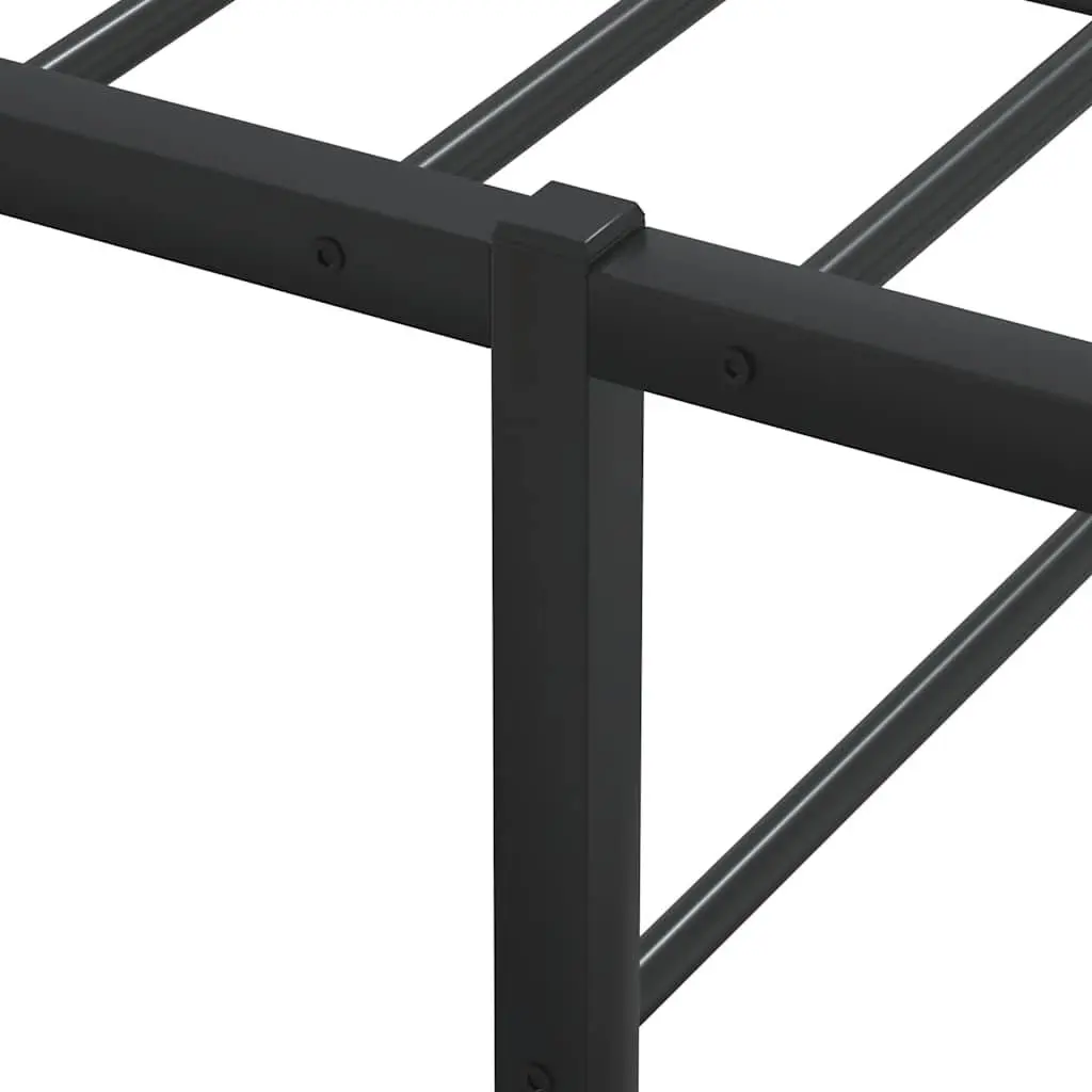 Double Metal Bed Frame 137x187 cm Black Slatted Base Storage Space Bedroom