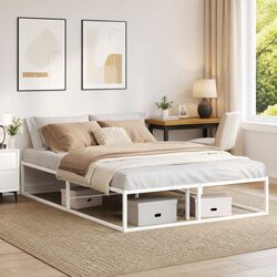 Specifications of Metal Bed Frame White 137x187 cm