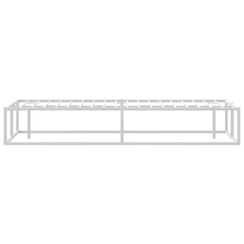 Double Metal Bed Frame White 137x187 cm Slatted Base Storage Bedroom