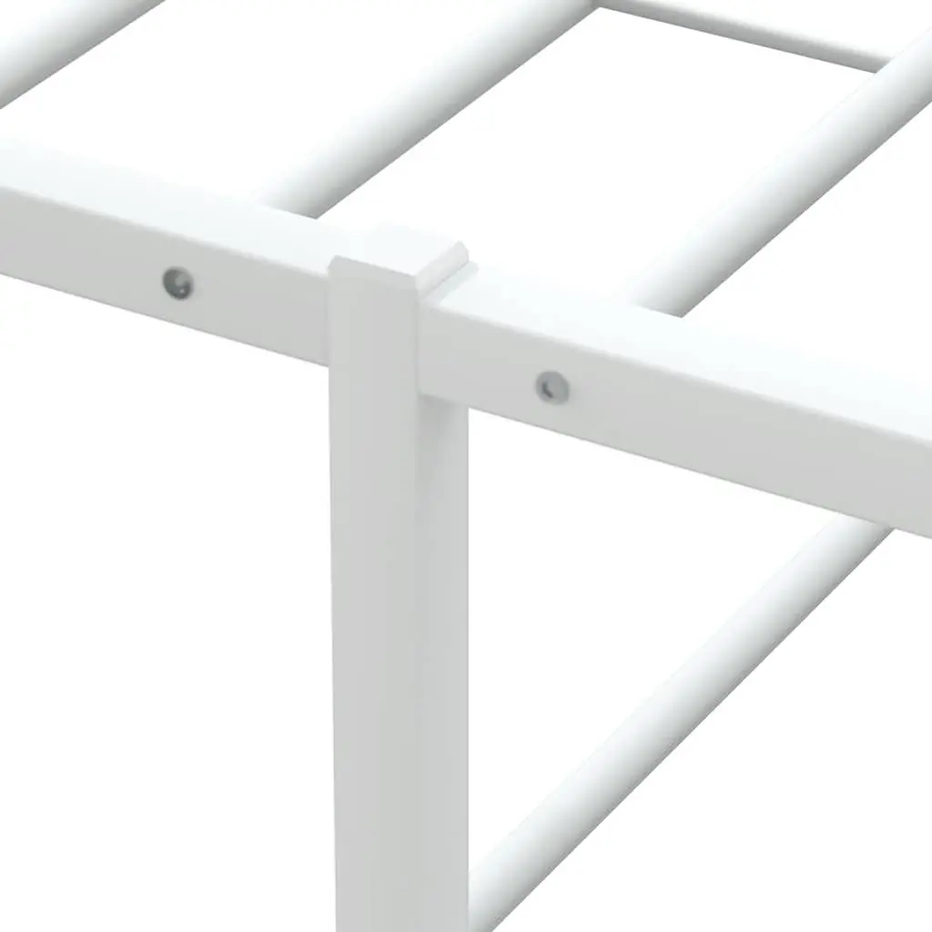 Double Metal Bed Frame White 137x187 cm Slatted Base Storage Bedroom