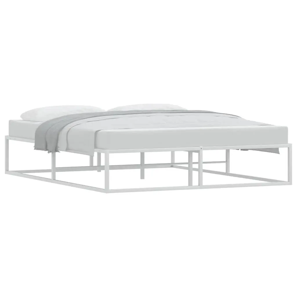 Metal Bed Frame for Bedroom 153x203 cm White
