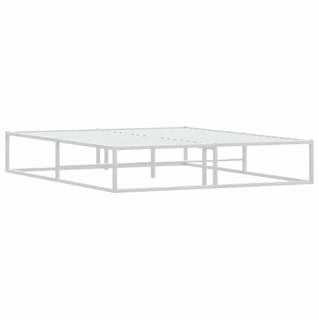 Metal Bed Frame for Bedroom 153x203 cm White