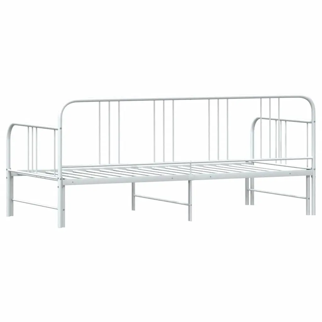 Daybed with Trundle Single Metal Frame White 92x187cm Sofa Bed Guest