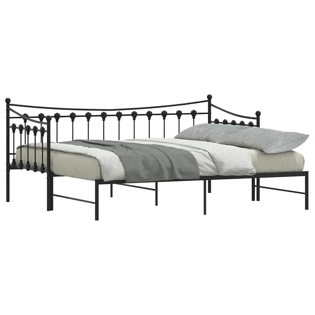 Daybed with Trundle for Living Room or Bedroom Black 92x187cm