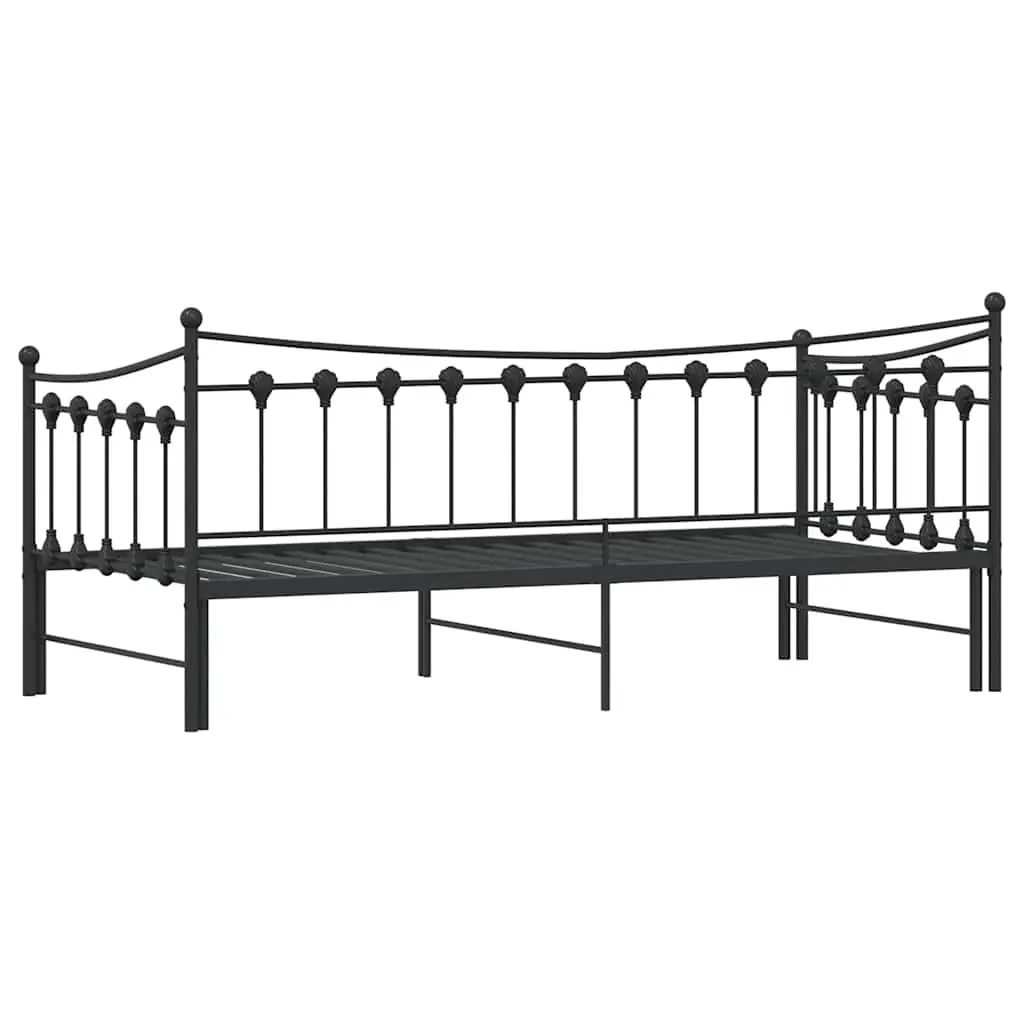 Daybed with Trundle for Living Room or Bedroom Black 92x187cm