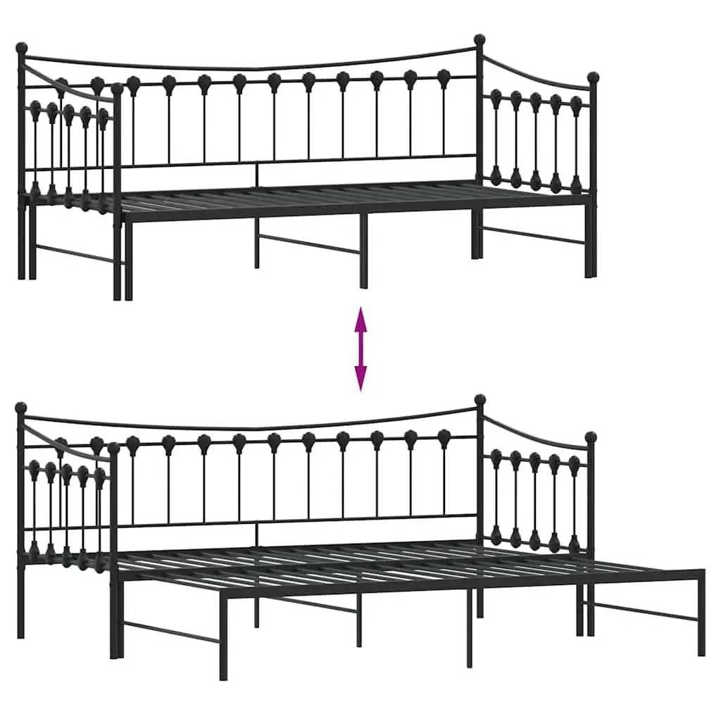 Daybed with Trundle for Living Room or Bedroom Black 92x187cm