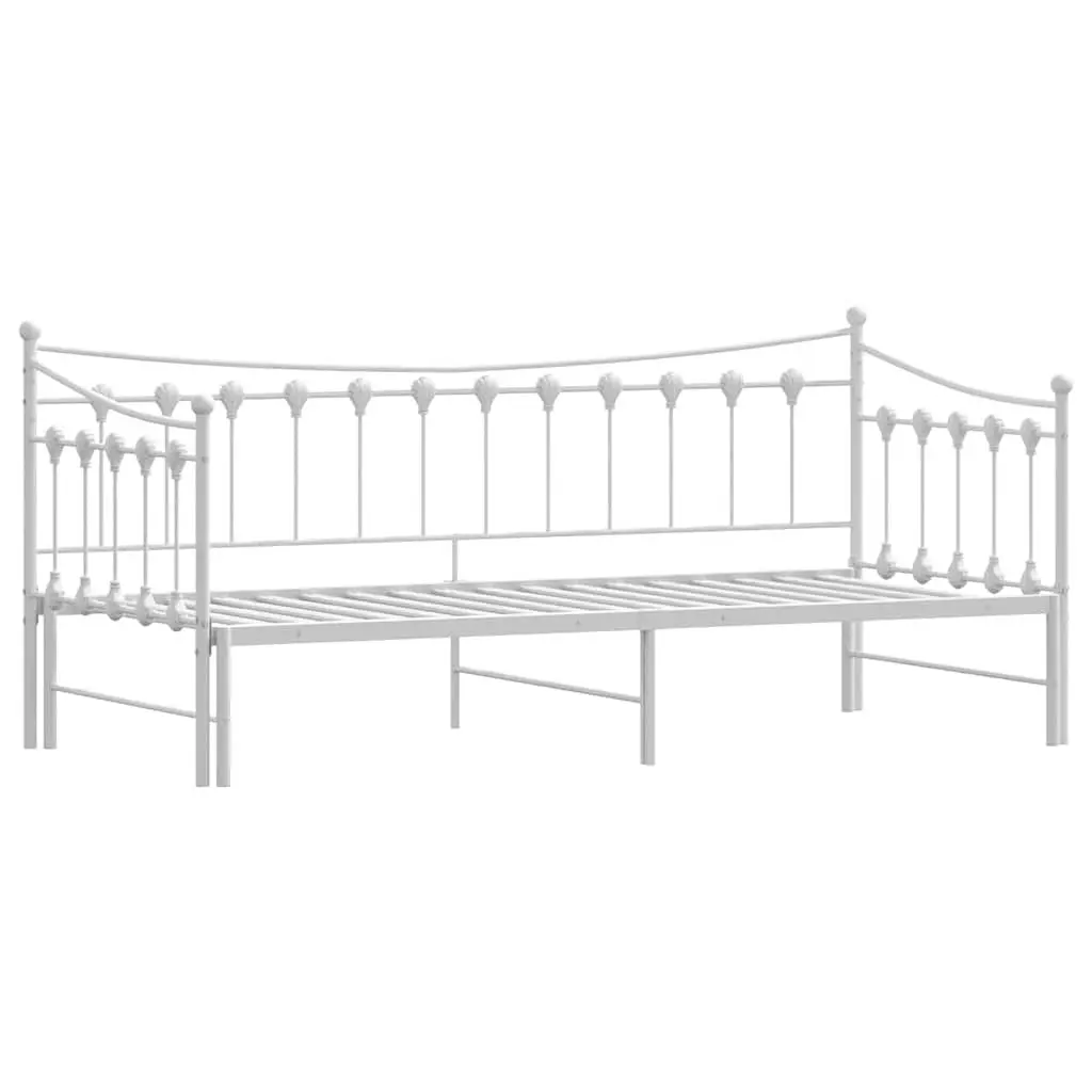 Daybed with Trundle for Living Room or Bedroom White 92x187cm Metal Frame