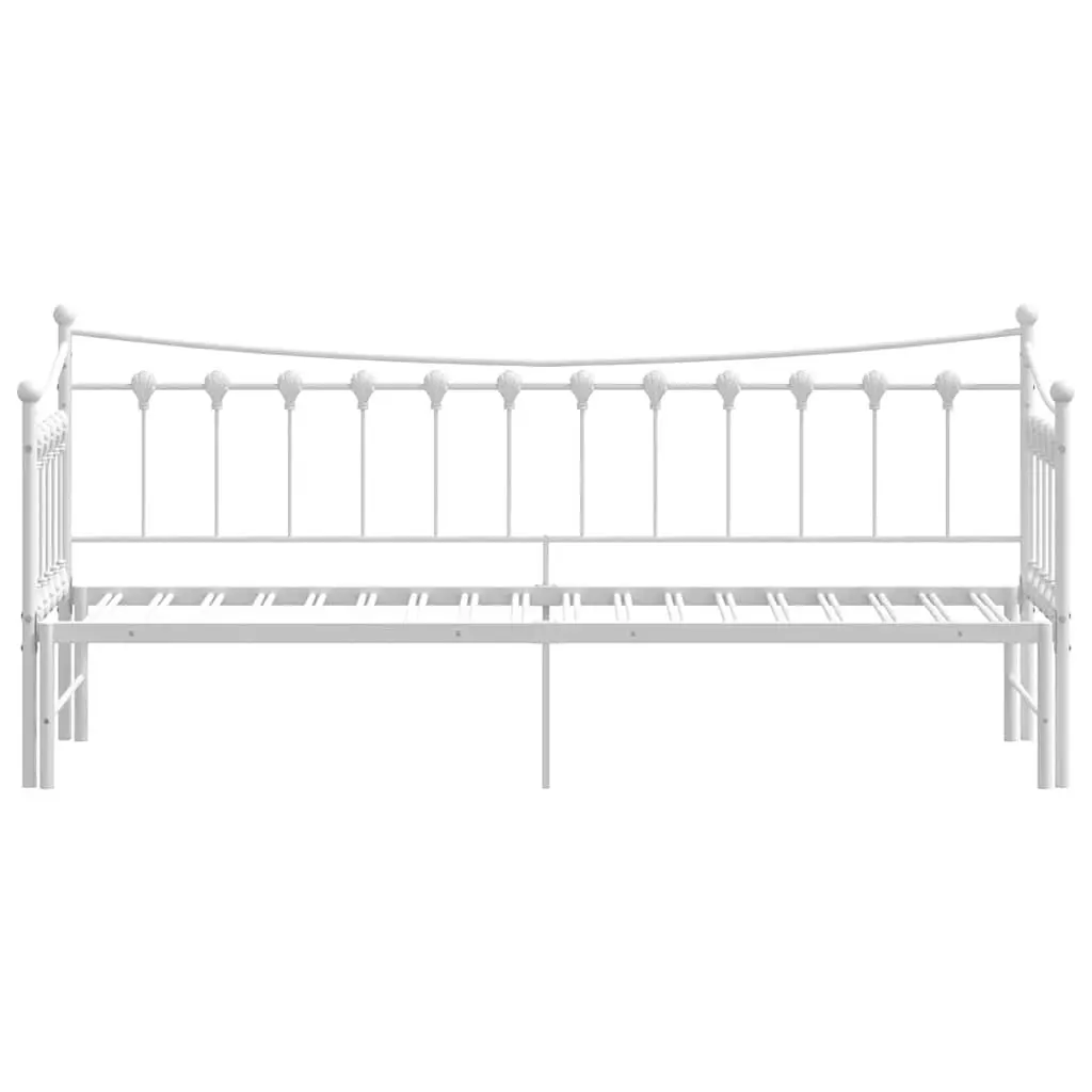 Daybed with Trundle for Living Room or Bedroom White 92x187cm Metal Frame