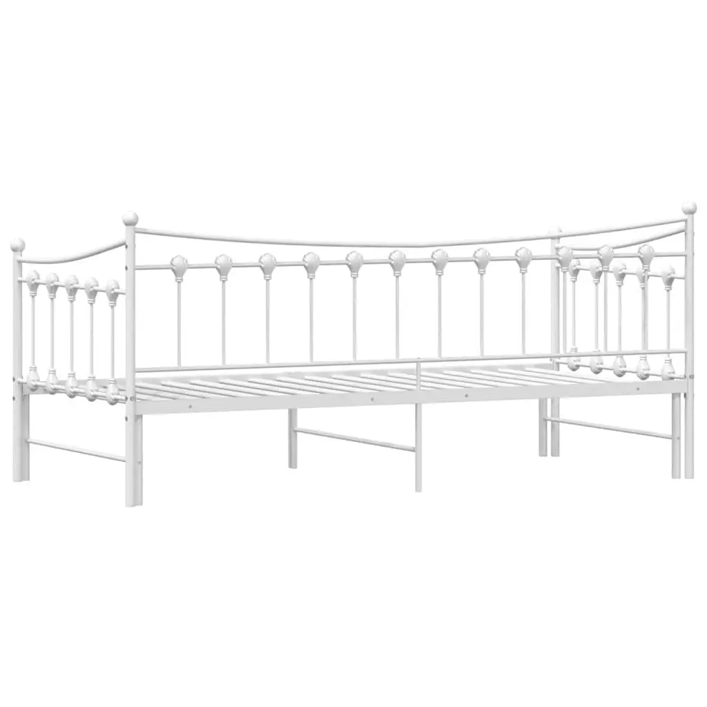 Daybed with Trundle for Living Room or Bedroom White 92x187cm Metal Frame