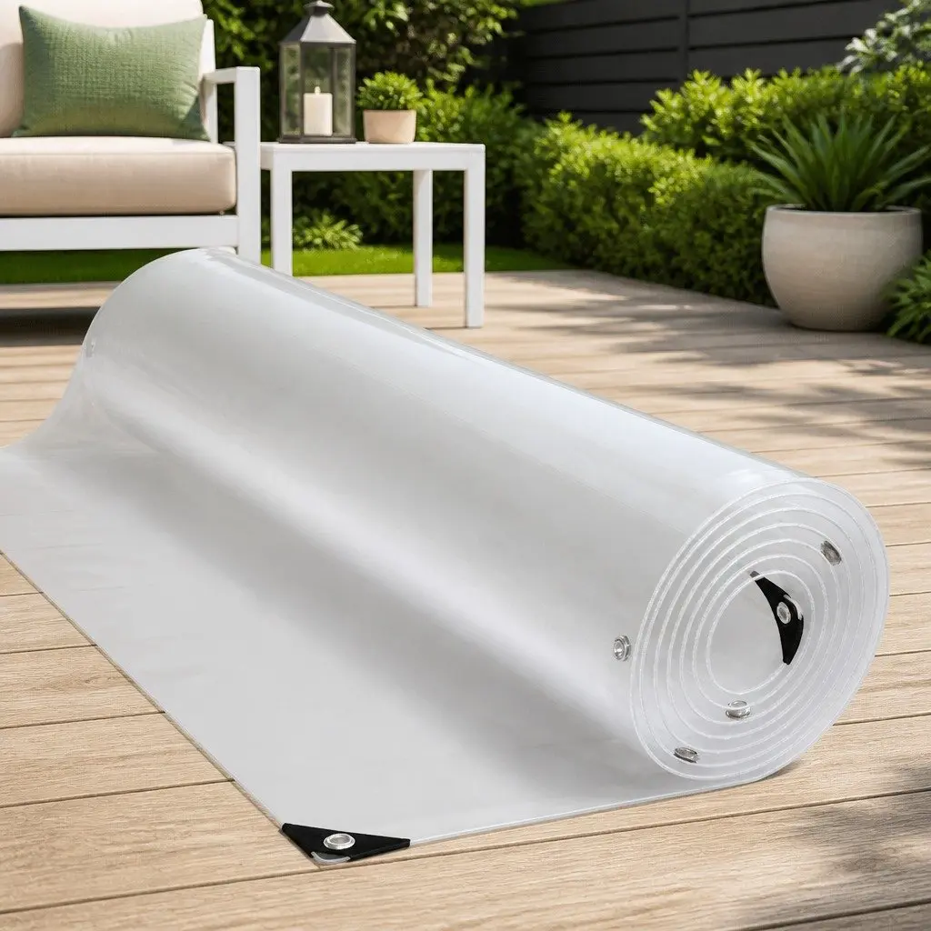 Clear Tarpaulin with Eyelets 3x6m Transparent PVC Waterproof Garden Cover Sheet