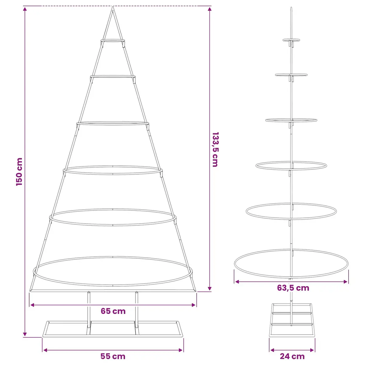 Metal Christmas Tree Decoration DIY Seasonal Holiday Decor 150cm