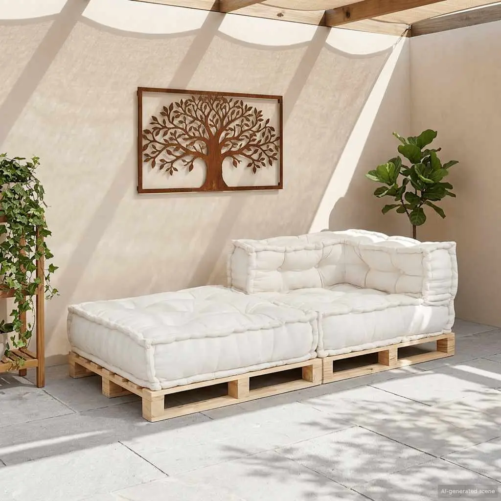 Modular Sofa Unit Floor Cushion Cream 70x70x54 Soft Seating Lounge