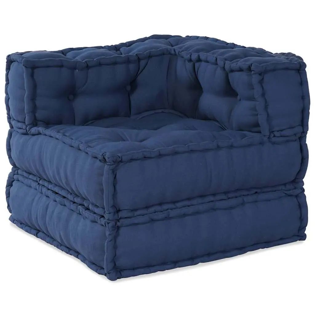 Modular Sofa Unit Blue Fabric Cushion Indoor Outdoor Lounge Seating 70x70x56cm